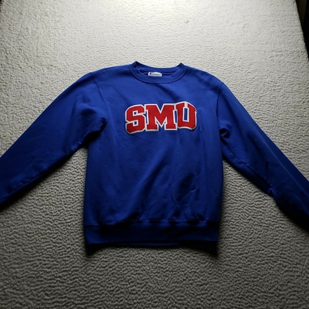 SMU Mustangs Sweatshirt Mens Small Blue NCAA College Champion Crewneck